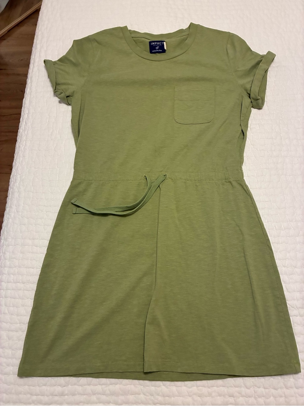 United By Blue Olive Green Short Sleeve Drawstring Dress